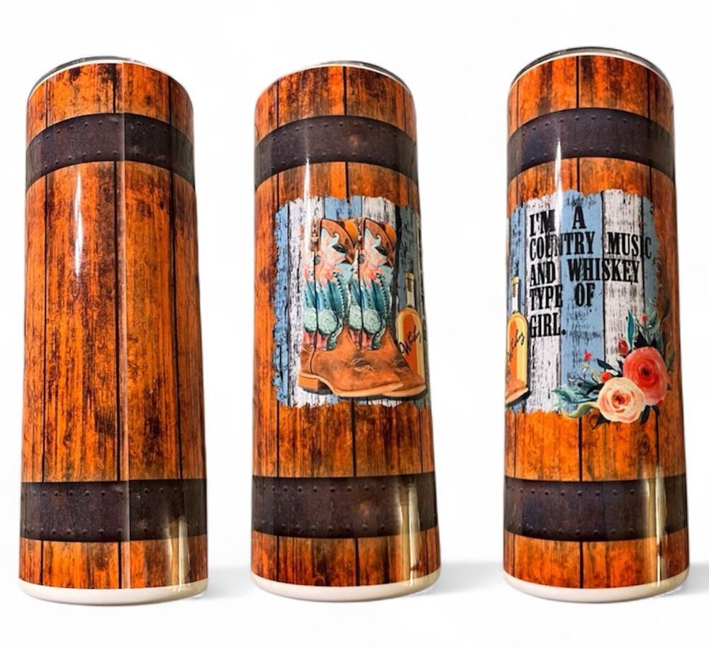 Coffee Tumbler 20oz Custom Cup I’m A Country Music & Whisky Type Of Girl